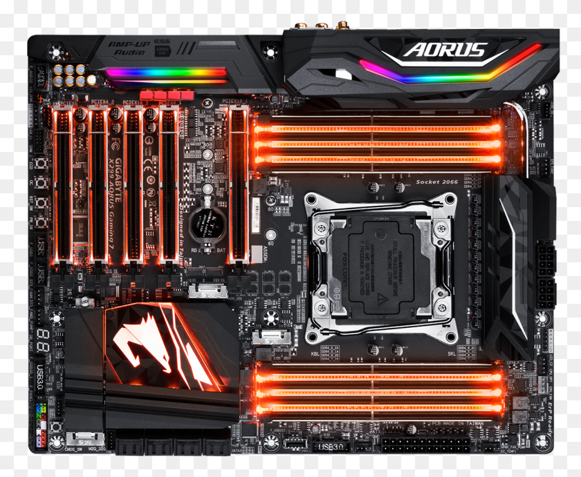 1102x892 Picture Of Gigabyte Aorus X299 Aorus Gaming Wifi Series Gigabyte X299 Gaming, Computer, Electronics, Fire Truck HD PNG Download