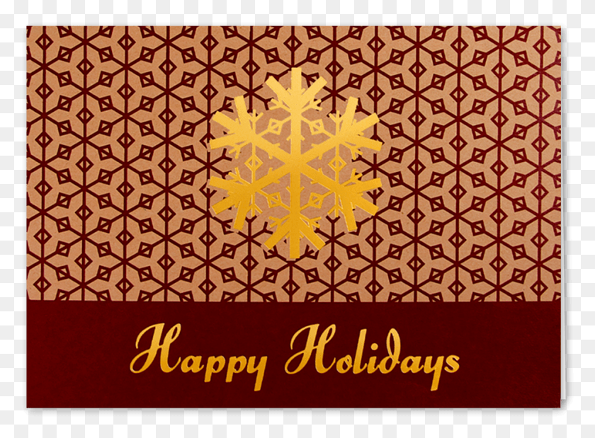 944x677 Picture Of Gold Snowflake Greeting Card Motif, Pattern, Rug, Floral Design HD PNG Download