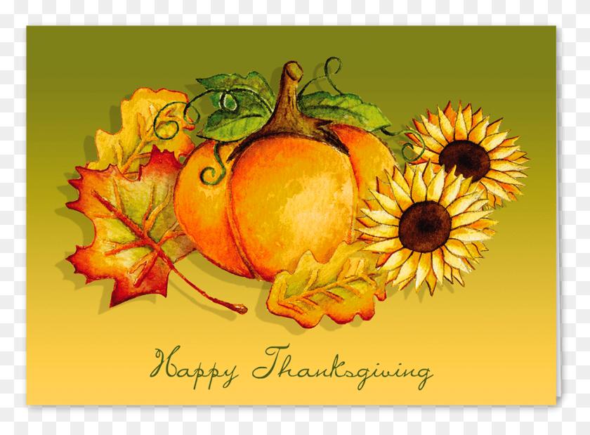 944x677 Picture Of Pumpkins Amp Leaves Greeting Thanksgiving, Plant, Sunflower, Flower HD PNG Download