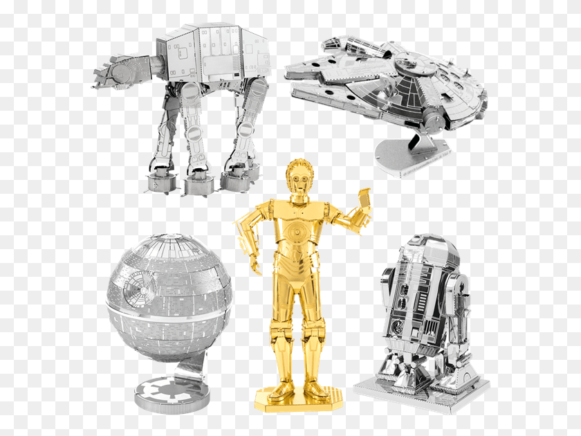 581x570 Picture Of Set Star Wars Classic Metal Earth Star Wars Millennium Falcon, Robot, Toy, Person HD PNG Download