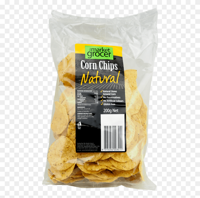 490x770 Descargar Png Picture Of The Market Grocer Corn Chips Natural 200G Corn Chip, Pan, Alimentos, Planta Hd Png