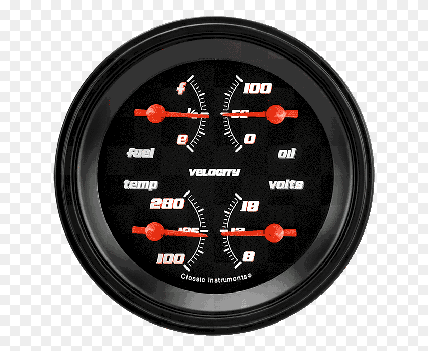 632x630 Picture Of Velocity Black 3 38 Quad Wall Clock, Gauge, Clock Tower, Tower HD PNG Download