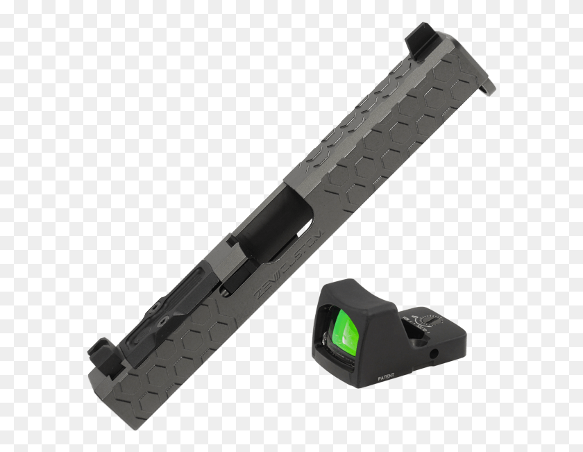 592x591 Picture Of Zev Hexcut Glock 17 Gen 3 Grey Slide W Strap, Weapon, Weaponry, Handle HD PNG Download