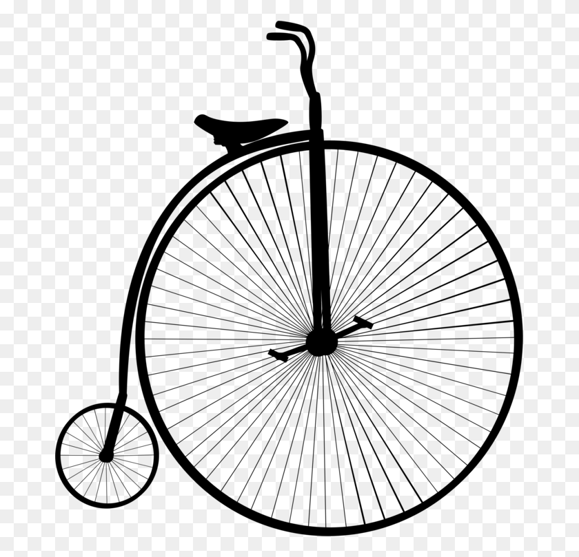 679x749 Picture Royalty Free Farthing Bicycle Wheels Penny Farthing Bike Silhouette, Gray, World Of Warcraft HD PNG Download