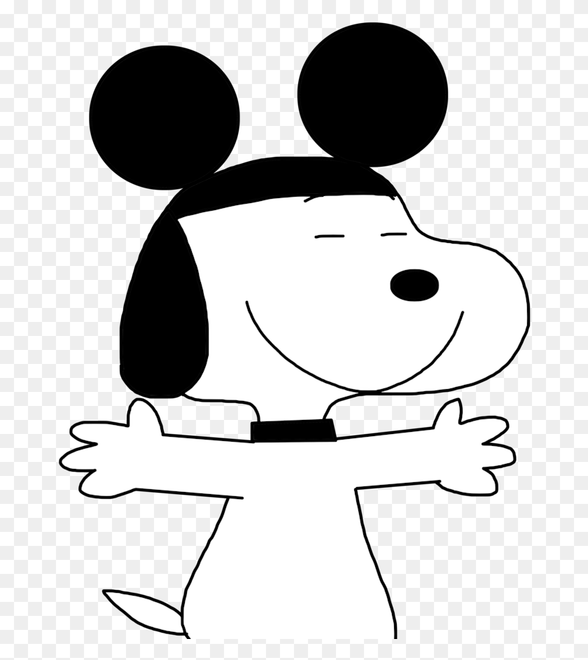 676x883 Picture Royalty Free Stock Snoopy With Mickey Mouse Snoopy Mickey Mouse, Stencil, Face HD PNG Download