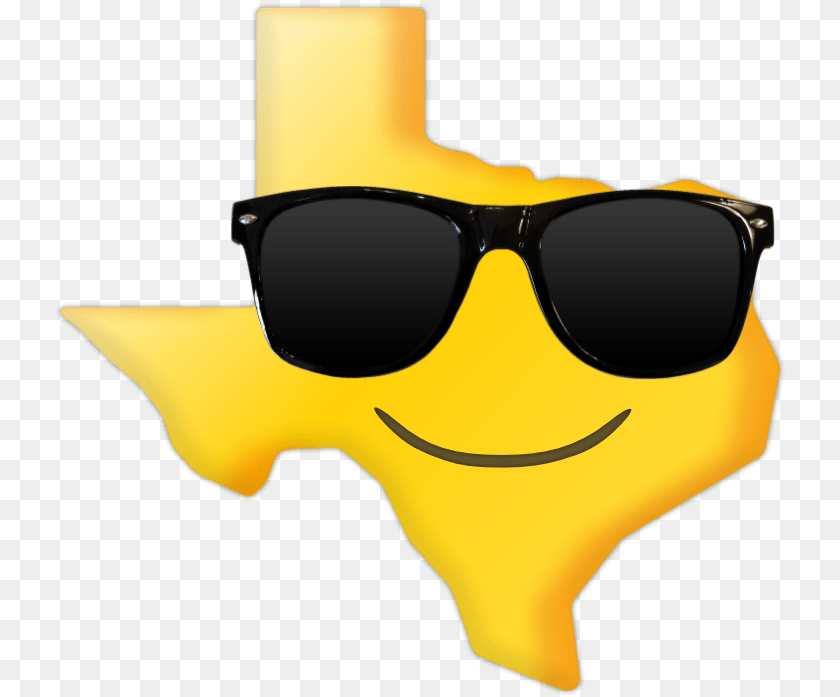 732x697 Picture Shows A Shaped Like Texas Yellow Cowboy Emoji, Accessories, Sunglasses, Adult, Female Sticker PNG