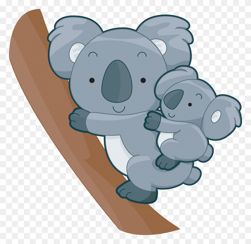 2400x2332 Picture Transparent Australia Drawing Koala Koala With Baby Cartoon, Outdoors, Nature HD PNG Download