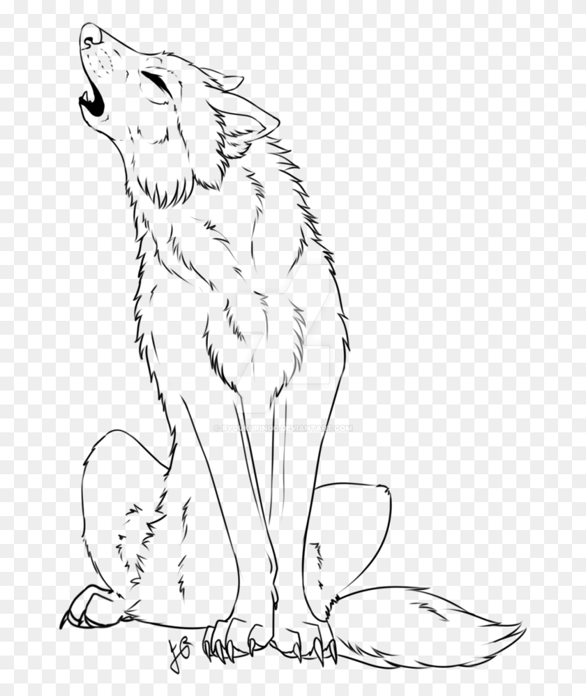 673x938 Picture Transparent Notan Drawing Animal Sitting Howling Wolf Drawing, Symbol, Hand, Word HD PNG Download