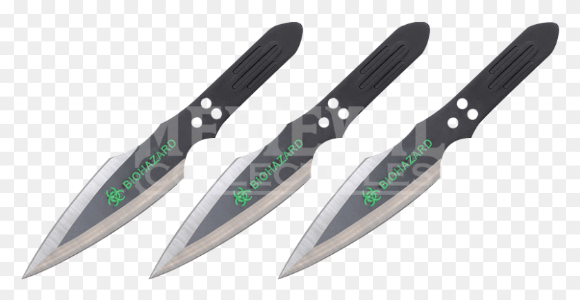 801x386 Piece Biohazard Thunderbolt Throwing Knives Hunting Knife, Weapon, Weaponry, Blade HD PNG Download