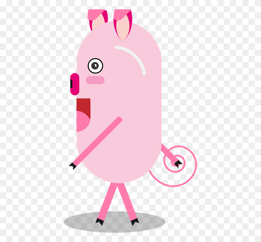 428x720 Descargar Png Cerdo Personaje De Dibujos Animados Animales Plana Diseño Divertido, Crema, Postre, Comida Hd Png