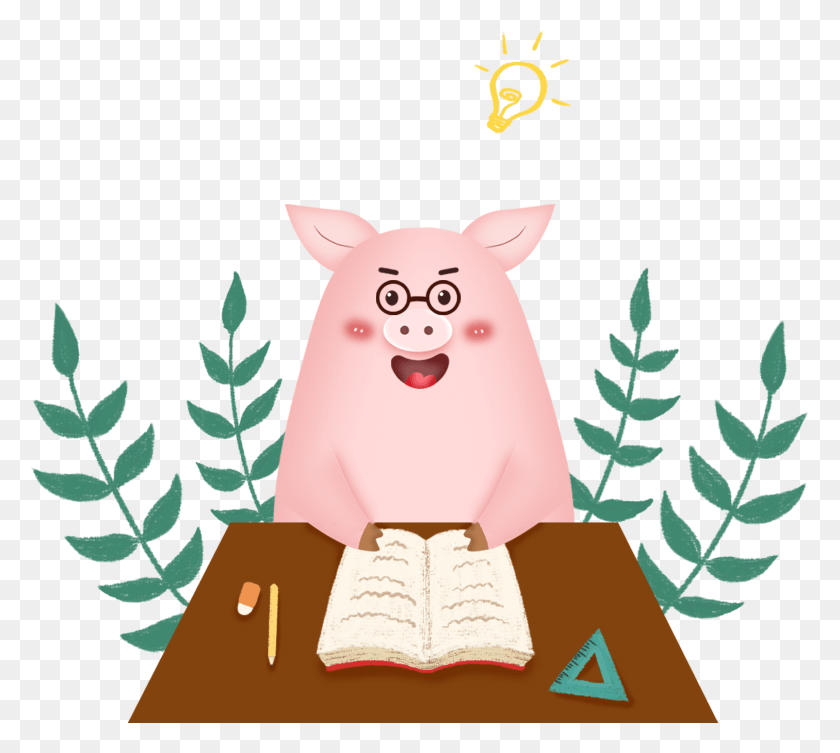 1512x1344 Pig Cartoon Learning Scene Class Exam And Psd Court Of Law Symbol, Mammal, Animal, Bag HD PNG Download
