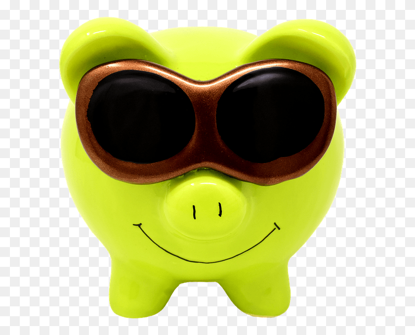 608x618 Descargar Png Piggy Bank Gafas De Sol Figura Fresca Guardar Cerámica, Gafas, Accesorios, Accesorio Hd Png