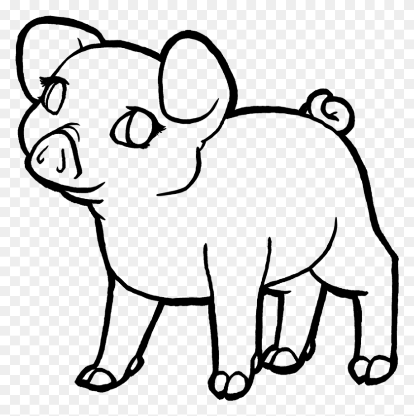 861x865 Piglet Lineart By Megarose On Clipart Library Cartoon, Gray, World Of Warcraft HD PNG Download