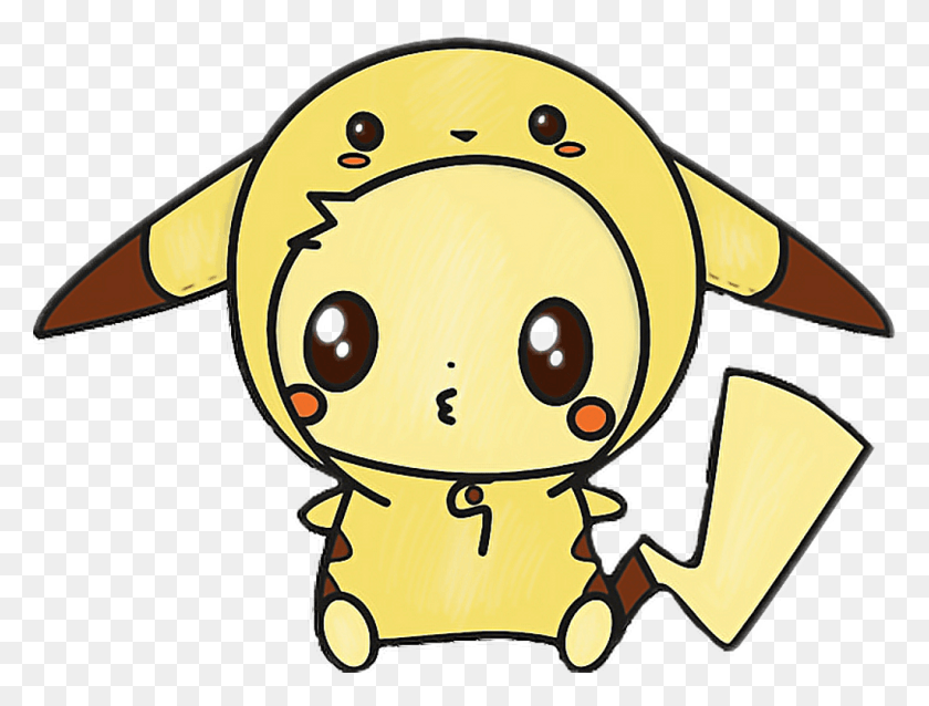 1024x759 Pikachu Ddlg Cute Kawaii Chibi Onesie Pikachu Drawings Cute, Toy, Outdoors, Plush HD PNG Download