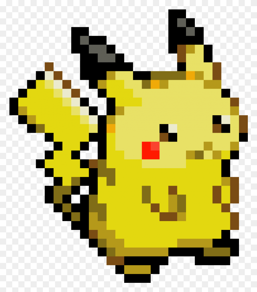 1000x1148 Pikachu Pokmon Yellow Image Pixel Pikachu Pixel Art, Pac Man, Rug, Graphics HD PNG Download
