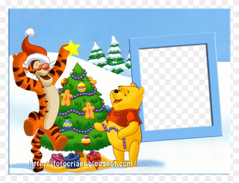 1024x768 Pin Cliparts Gallery Cliparts Variados Molduras Disney Winnie The Pooh Christmas, Tree, Plant, Ornament HD PNG Download