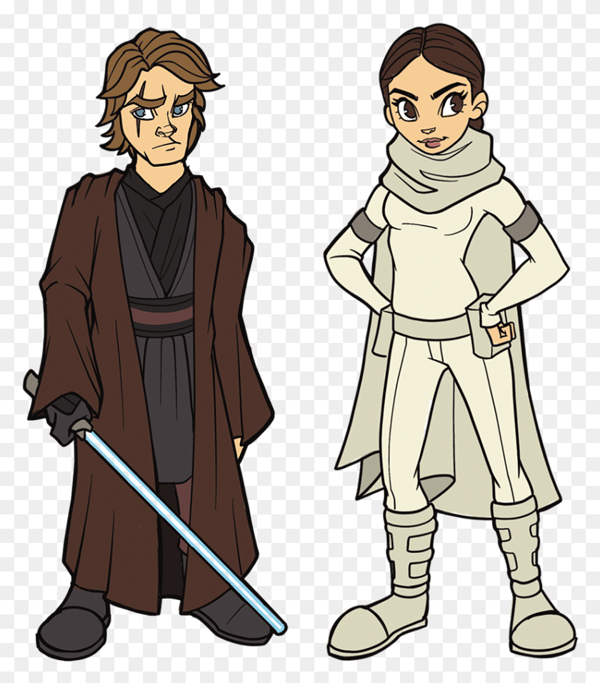 826x949 Pin Trading Anakin Padme Cartoon, Clothing, Apparel, Person HD PNG Download