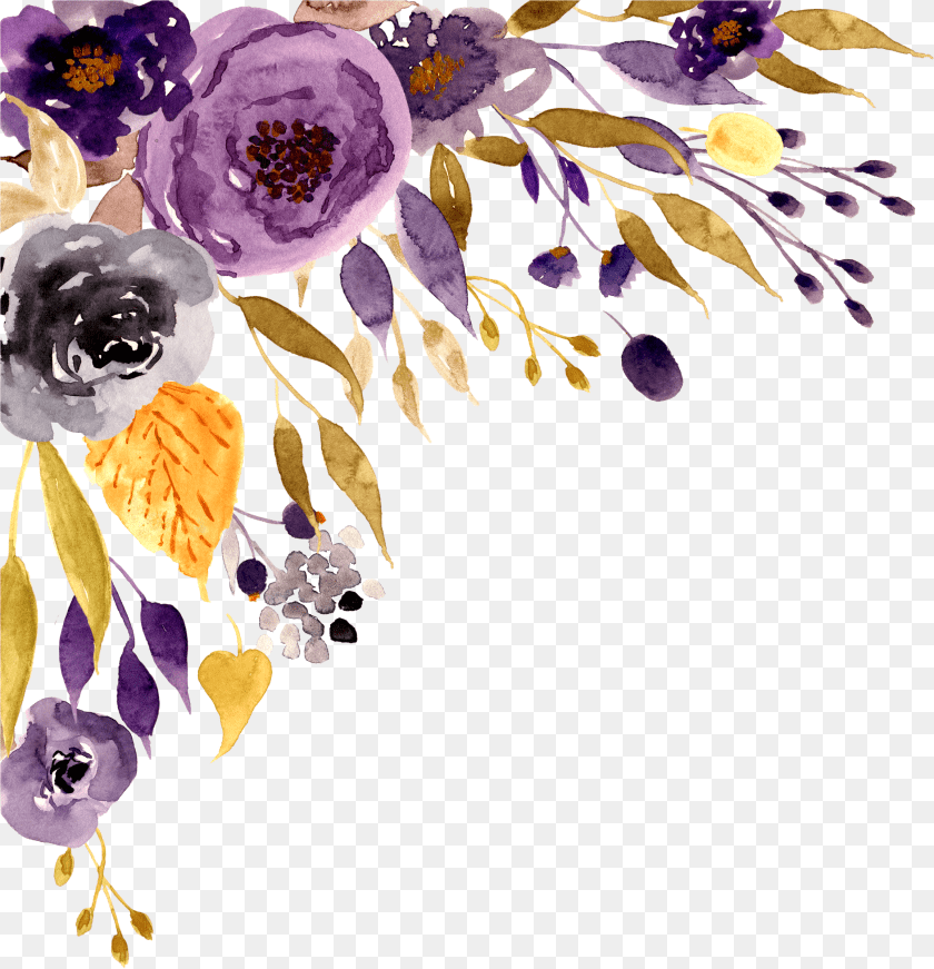 2314x2400 Pin Watercolor Floral Sticker PNG