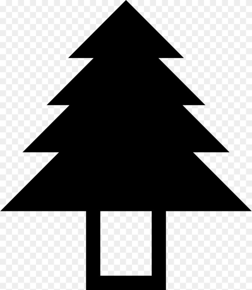 854x980 Pine Tree Icon Clipart Download Silhouette Christmas Tree Svg, Triangle, Animal, Fish, Sea Life Sticker PNG