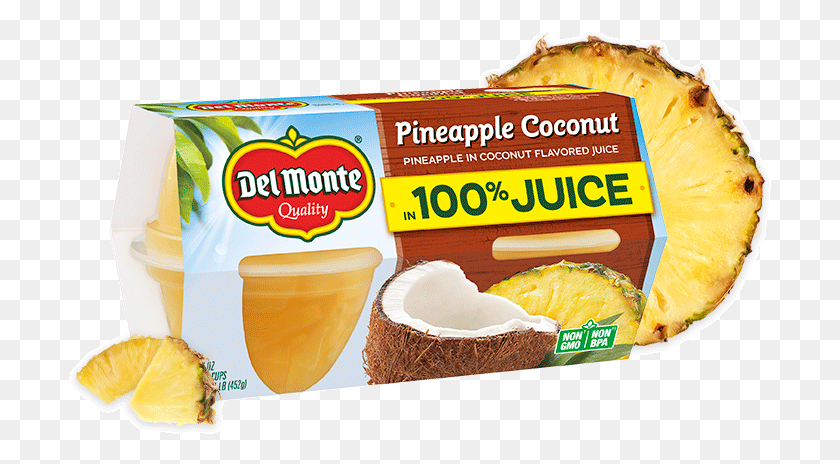 703x404 Pineapple In 100 Coconut Flavored Juice Fruit Cup Monte, Plant, Food, Nut HD PNG Download