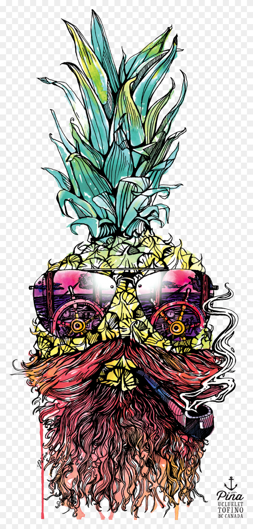 923x2007 Pineapple In Artwork, Plant, Doodle HD PNG Download