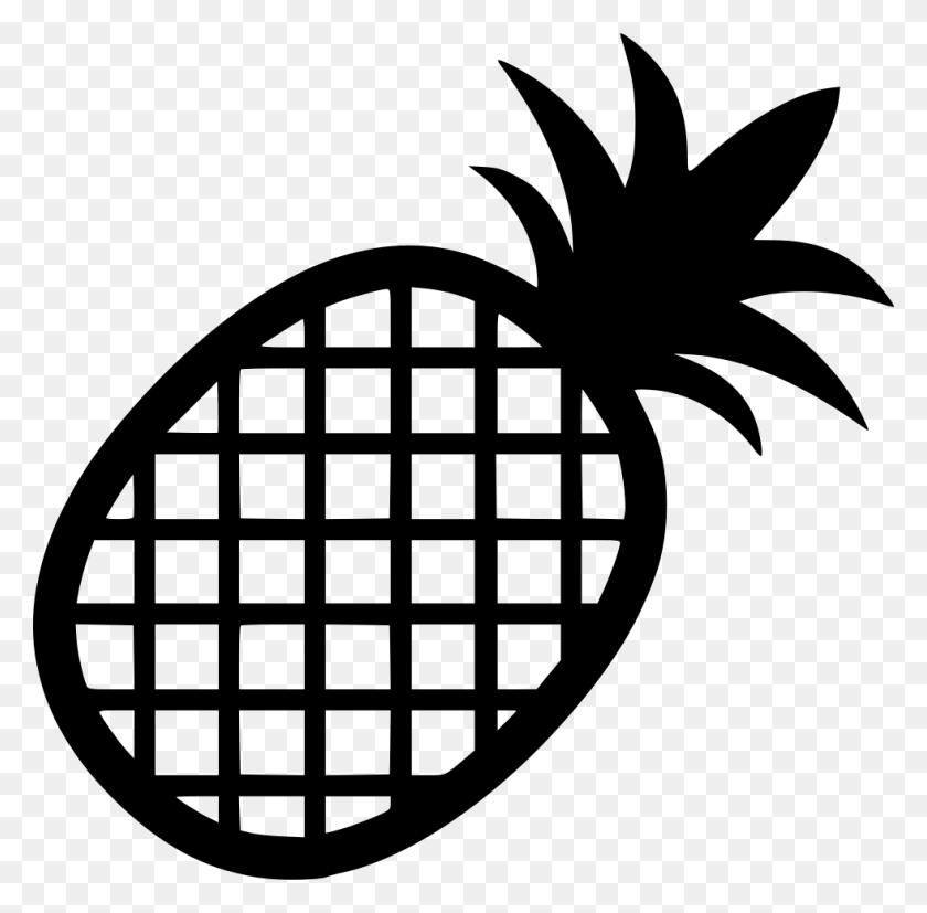 980x964 Pineapple Svg Initial Pineapple Icon White, Stencil, Symbol, Grenade HD PNG Download