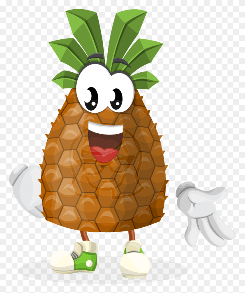 876x1061 Pineapple Tropical Fruit Cartoon Vector Character Aka Pineapple, Plant, Food, Lamp HD PNG Download
