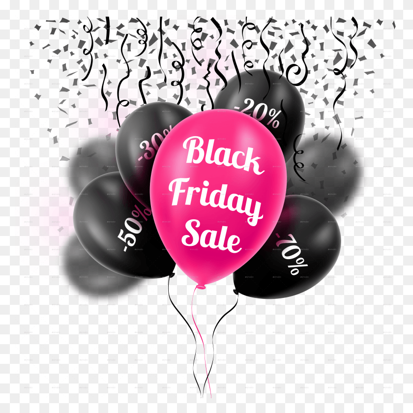 4167x4167 Pink And Black Balloons Christmas Tree, Food, Graphics HD PNG Download