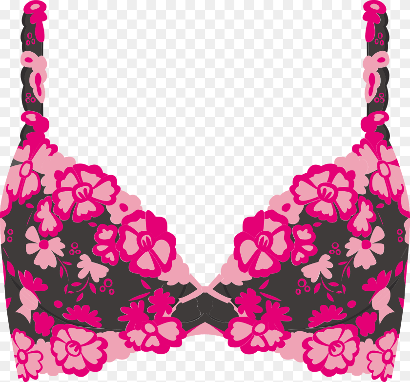 Pink And Black Bra Clipart, Clothing, Lingerie, Underwear Transparent PNG