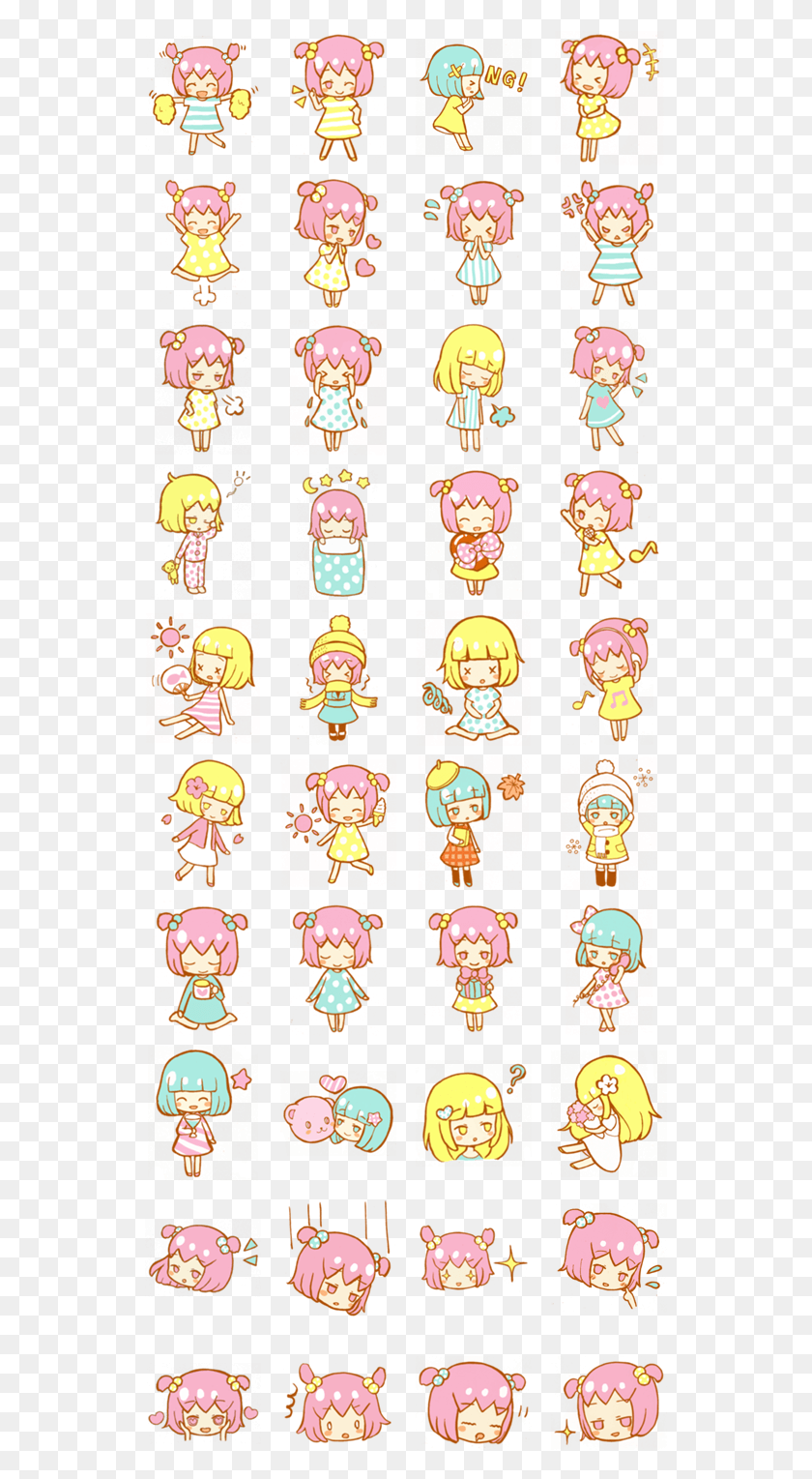 541x1469 Розовая И Желтая Девушка Kawaii Doodles Kawaii Art Kawaii Kawaii Girl Printable Stickers, Label, Text, Comics Hd Png Download
