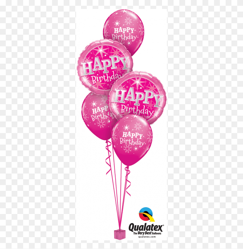 315x801 Pink Birthday Classic Balloon Bouquet Birthday Party Pink Balloon Bouquet, Ball HD PNG Download