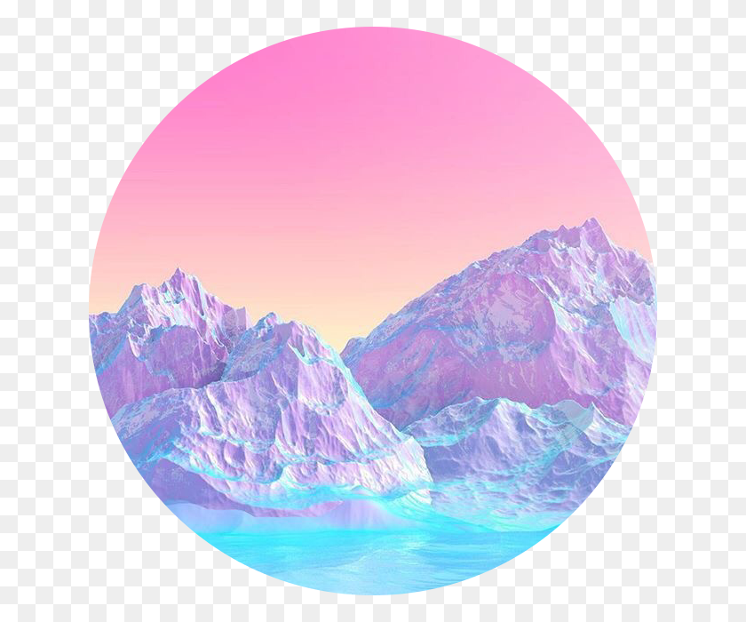 640x640 Pink Circle Icon Blue Purple Freetoedit Aesthetic Mountains, Nature, Outdoors, Mountain Descargar Hd Png