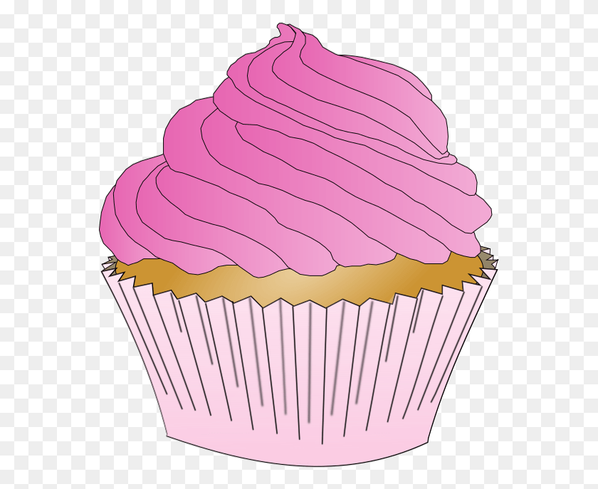 563x627 Pink Cupcake Sticker, Cream, Cake, Dessert Descargar Hd Png