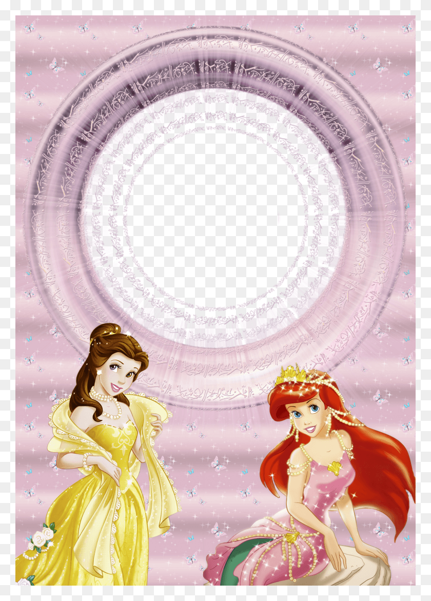 2000x2851 Descargar Png Marco Lindo Rosa Con La Princesa Arielle De Disney Hd Png