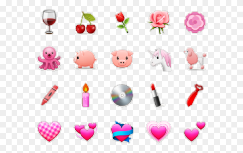 592x468 Pink Emojis, Heart, Text, Lipstick HD PNG Download