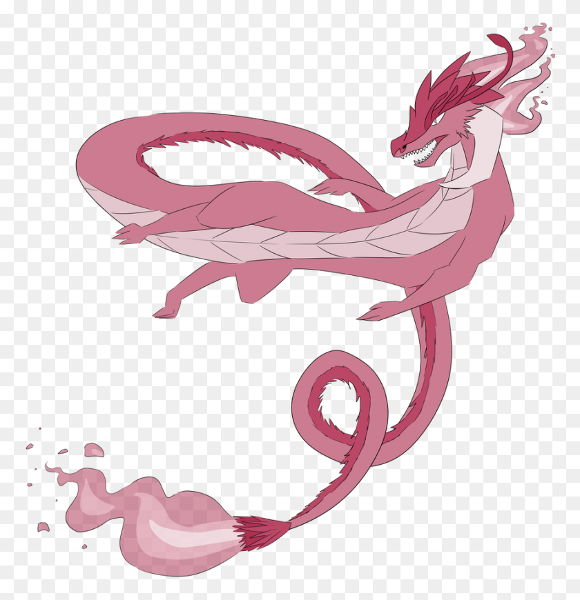 877x911 Pink Fire Clipart With A Transparent Background Transparent Pink Dragon Transparent, Animal HD PNG Download
