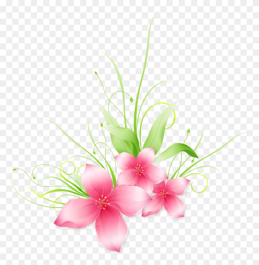 6087x6222 Pink Flower Clip Art Image Pastel Dibujos De Guirnaldas De Flores En Color, Растение, Цветок, Цветение Png Скачать
