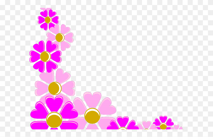 609x481 Pink Flower Clipart Corner Flower Border Clip Art, Graphics, Floral Design HD PNG Download