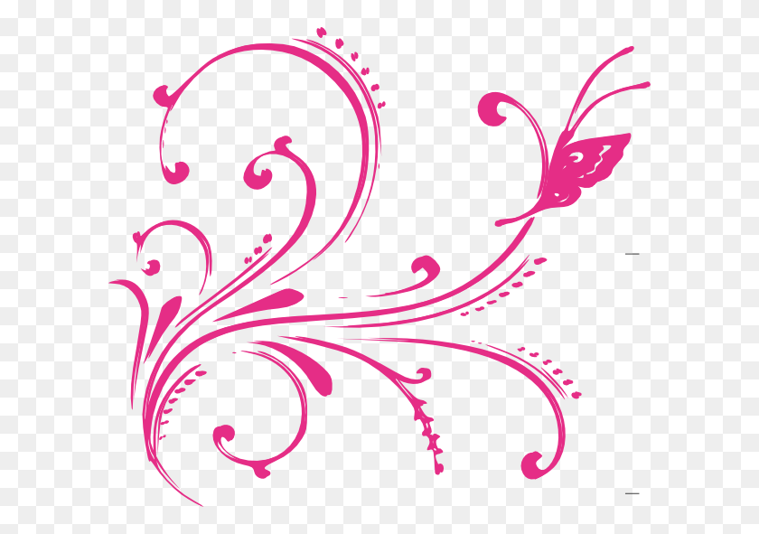 600x531 Pink Flower Clipart Swirl Vector Pink Border, Graphics, Floral Design HD PNG Download