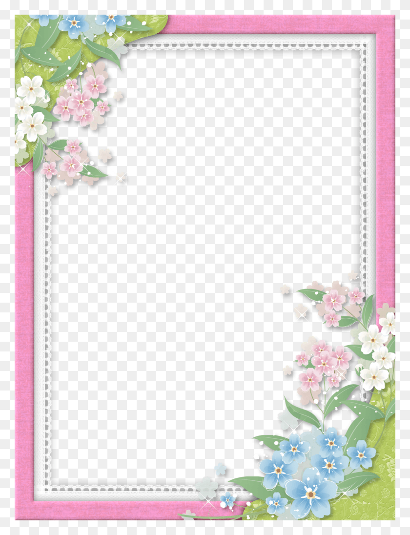 1325x1760 Pink Flower Frame Image Flower Photo Frame, Graphics, Floral Design HD PNG Download