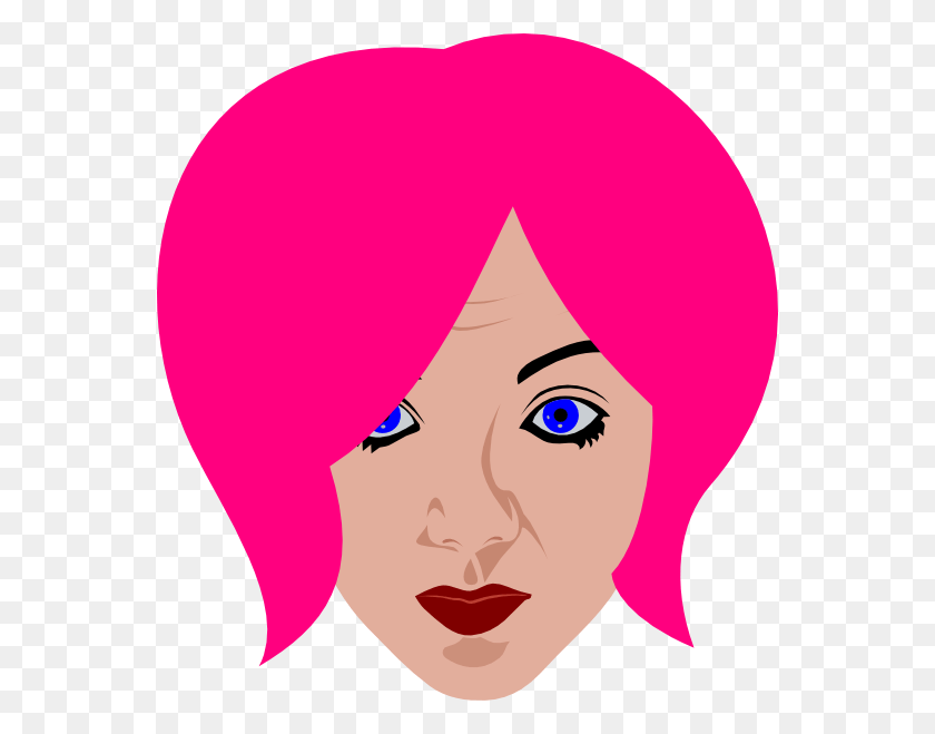 558x599 Pink Haired Woman Clip Art Clipart Girl With Pink Hair, Face, Balloon, Ball HD PNG Download