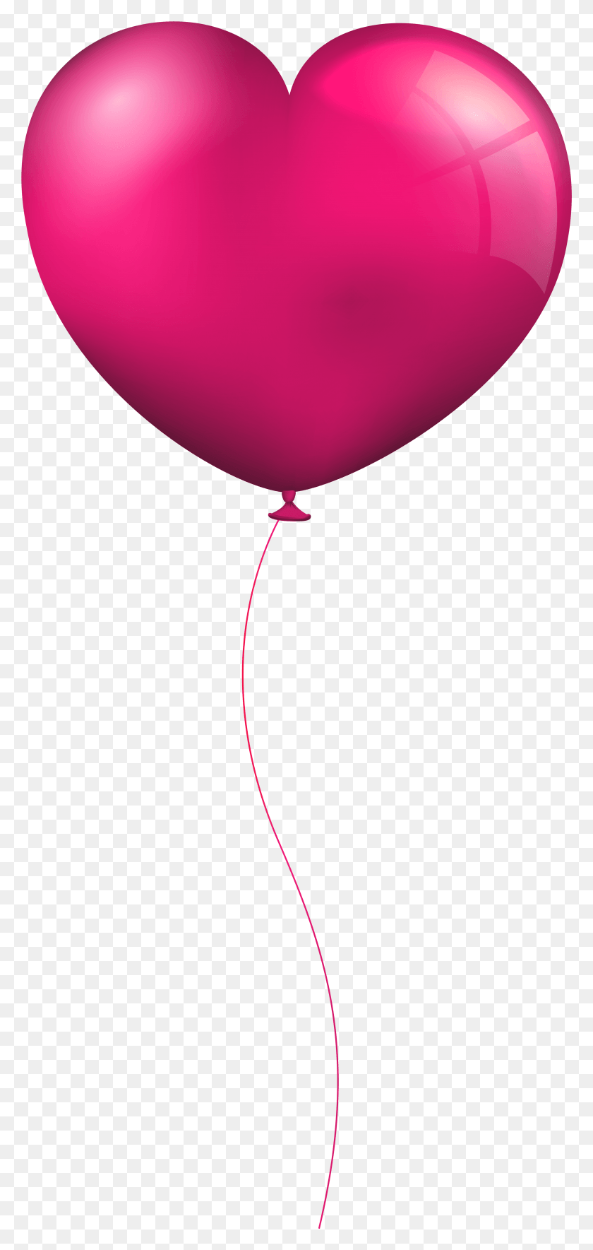 3625x7947 Pink Heart Balloon Clip Art Image Single Balloon, Ball, Lamp HD PNG Download