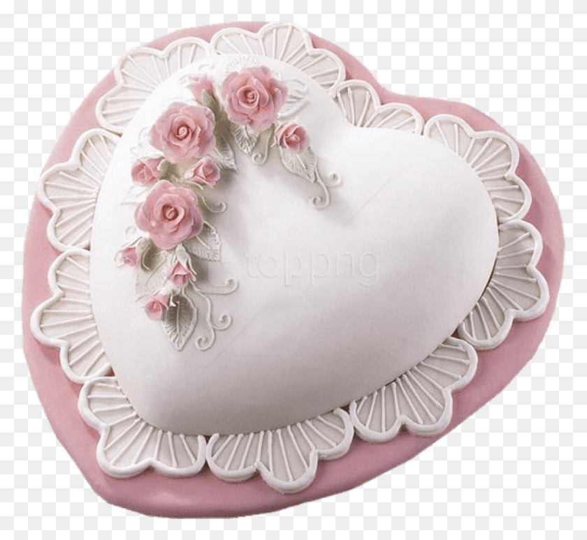 850x779 Pink Heart Cake With Roses Images Background Heart Cake, Birthday Cake, Dessert, Food HD PNG Download