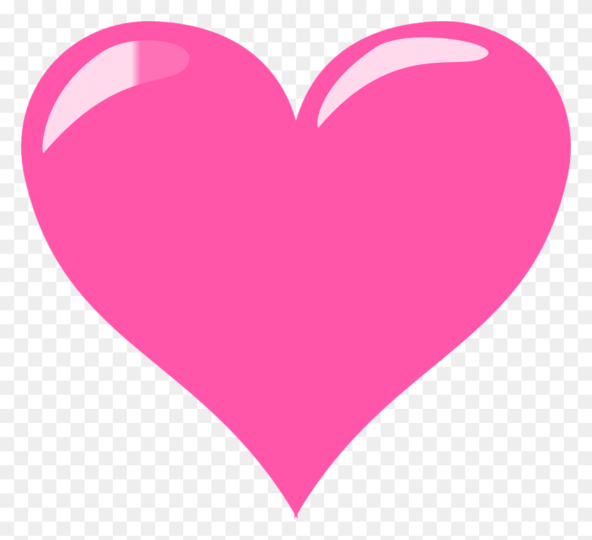 1280x1160 Pink Heart Glossy Pink Love Heart Clipart, Balloon, Ball, Heart HD PNG Download