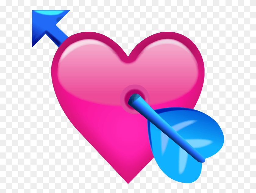 633x573 Descargar Png Corazón Rosa Con Flecha Emoji Icono Emoji Isla Corazón Emoji Ios, Almohada, Cojín, Globo Hd Png