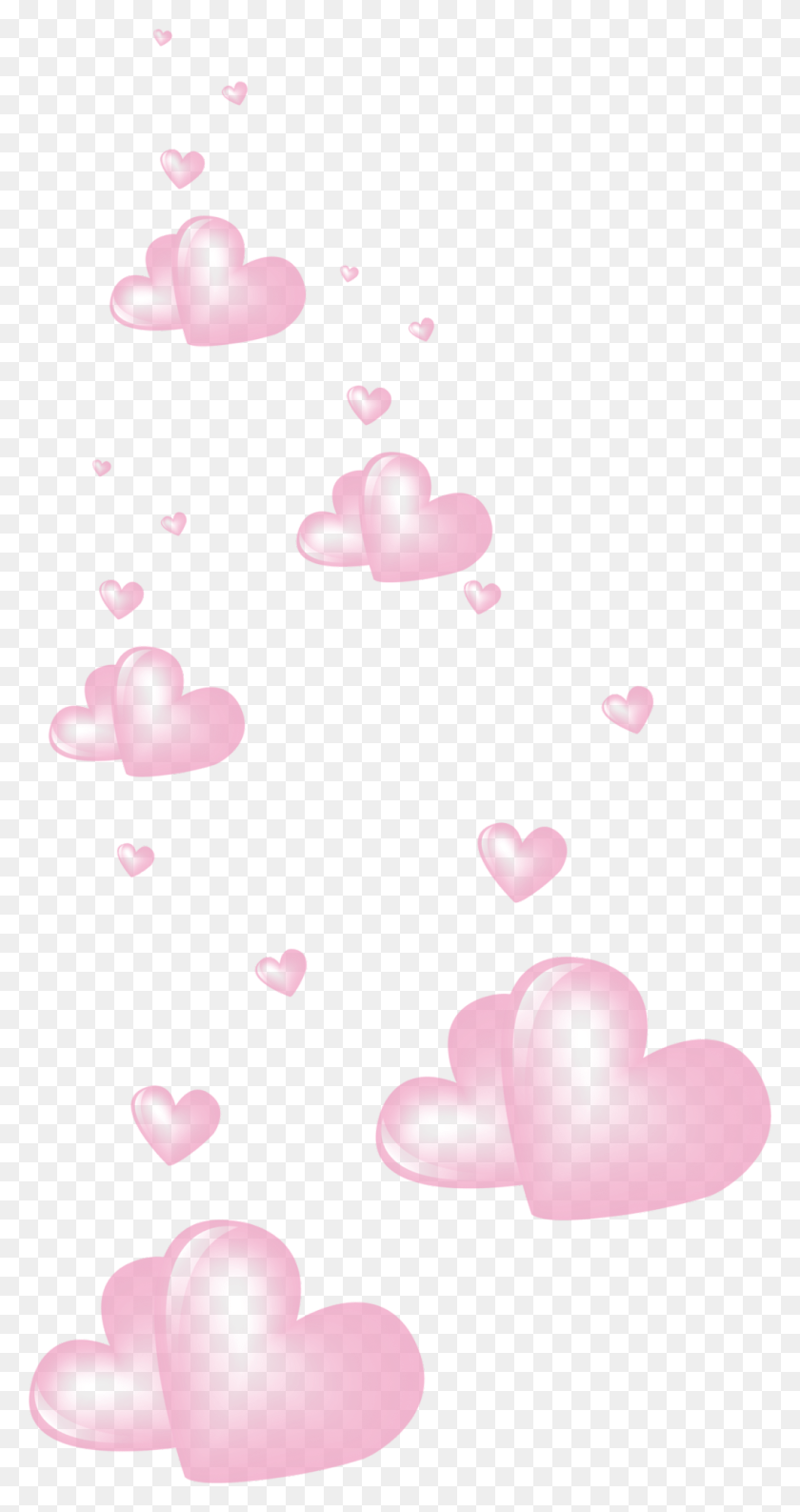 1024x2005 Pink Hearts Heart Love Floating Heart, Petal, Flower, Plant HD PNG Download
