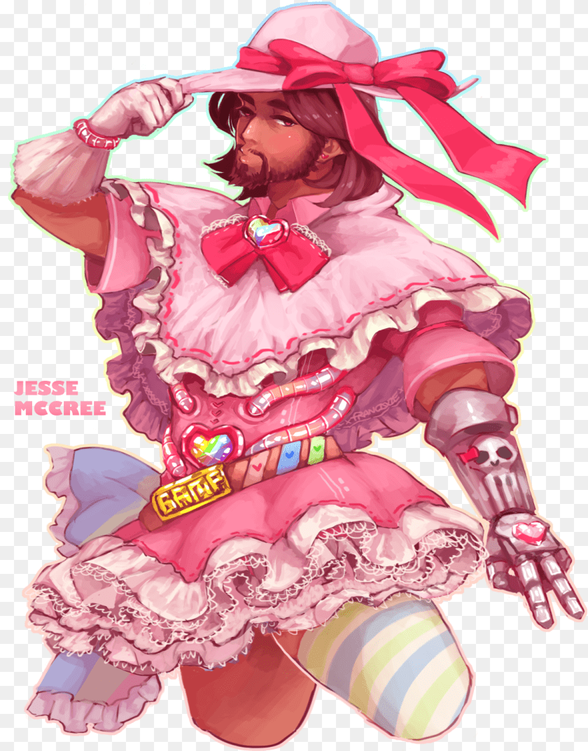 1134x1448 Pink Mccree Skin Please Toddnet Pink Mccree, Clothing, Hat, Book, Comics Sticker PNG