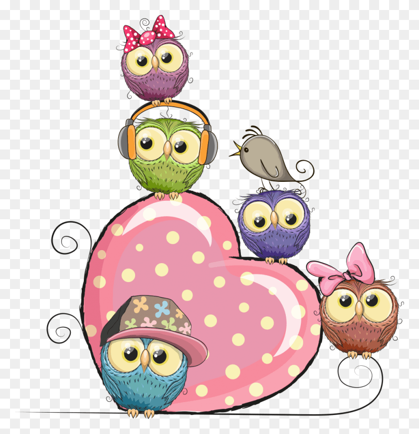 961x1000 Pink Owl And Illustration Owls Vector Hearts Clipart Clipart Owl Transparent, Face, Doodle HD PNG Download