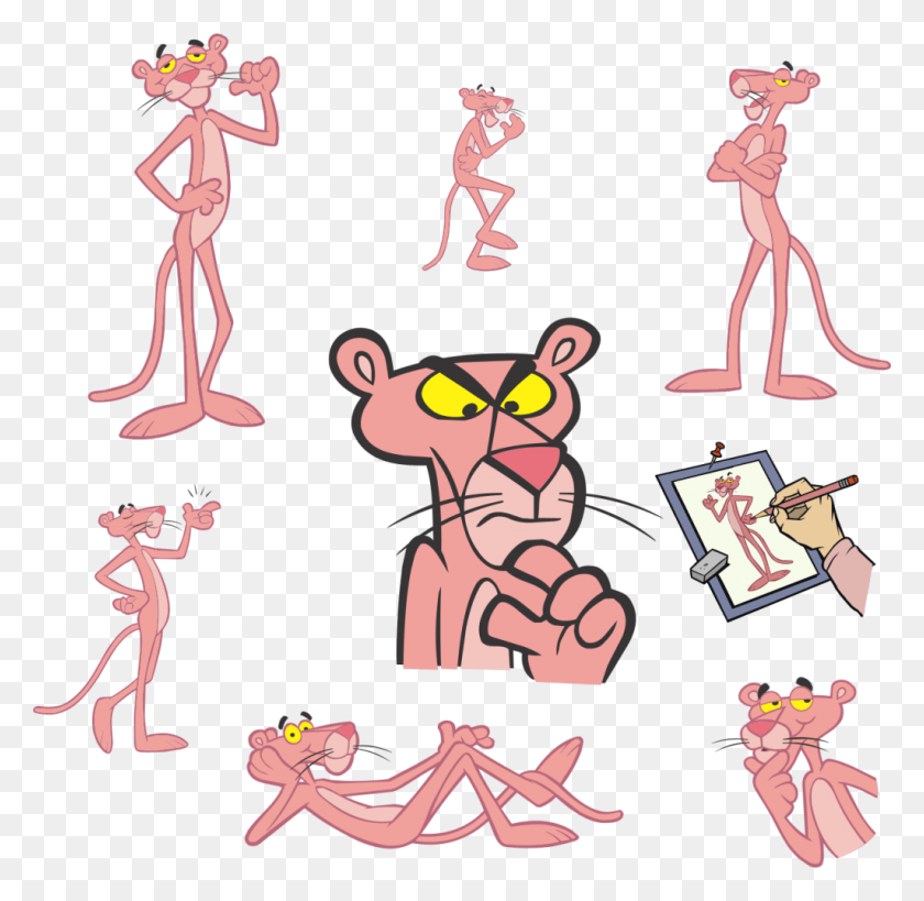 1024x997 Pink Panther Fotos Pink Panther Old Vs New, Person, Human, Hand HD PNG Download