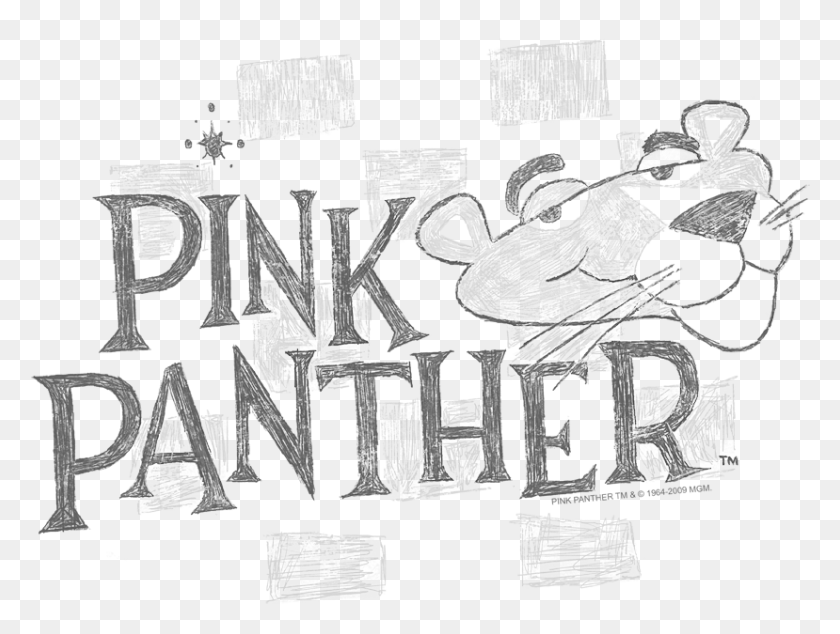 829x611 Pink Panther Sketch Logo Juniors Camiseta Con Cuello En V Sketch, Text, Alphabet, Cross Hd Png